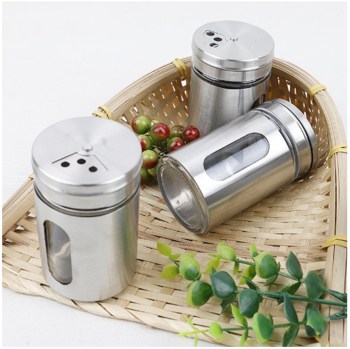 Lọ Đựng Gia Vị / Lọ Rắc Tiêu , Muối Inox - Hủ Đựng Tăm Bằng Kính Bọc Inox Không Gỉ Tiện Dụng GD756-LoTieu