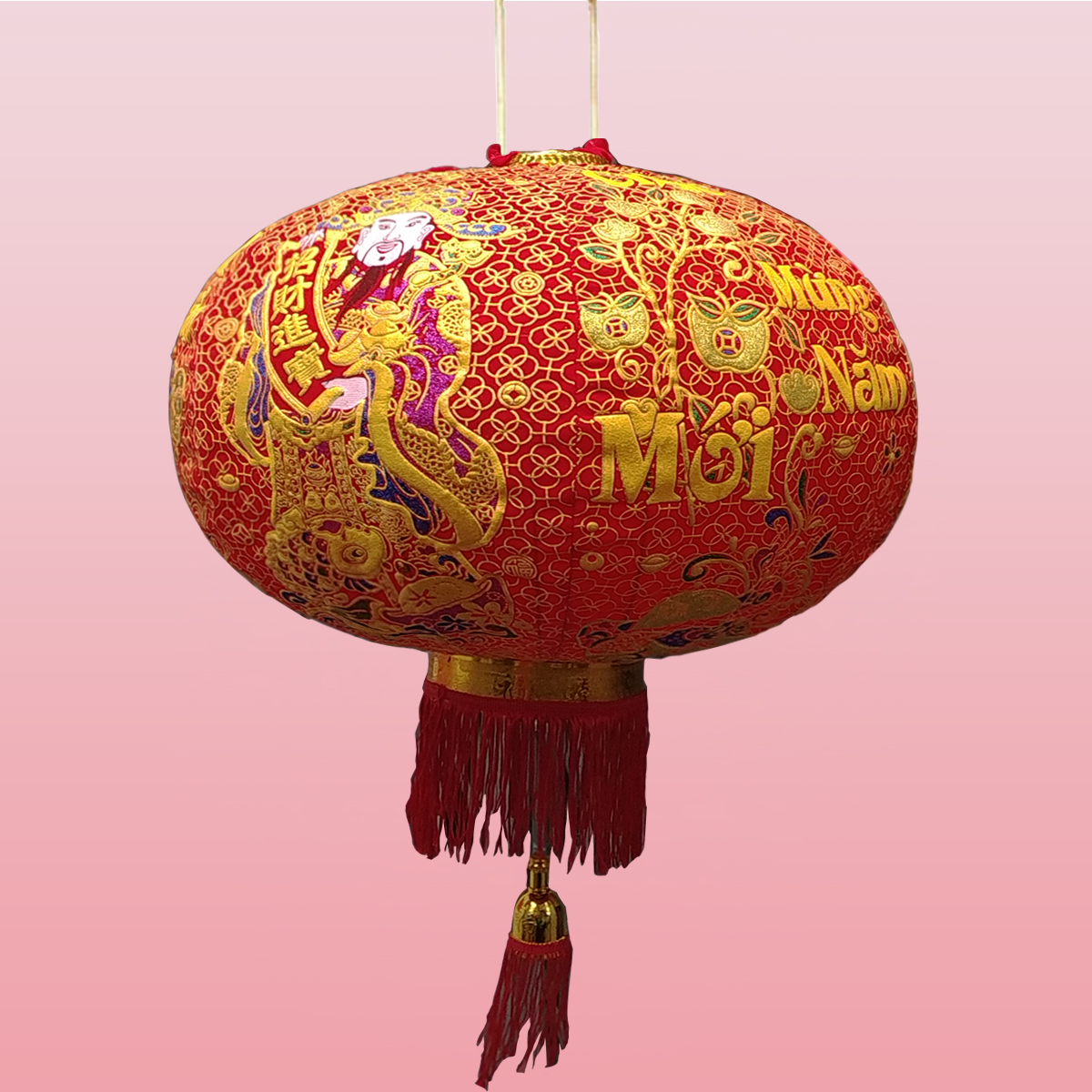 Đèn lồng trang trí Tết cao cấp in nổi cao 80cm đường kính 60cm