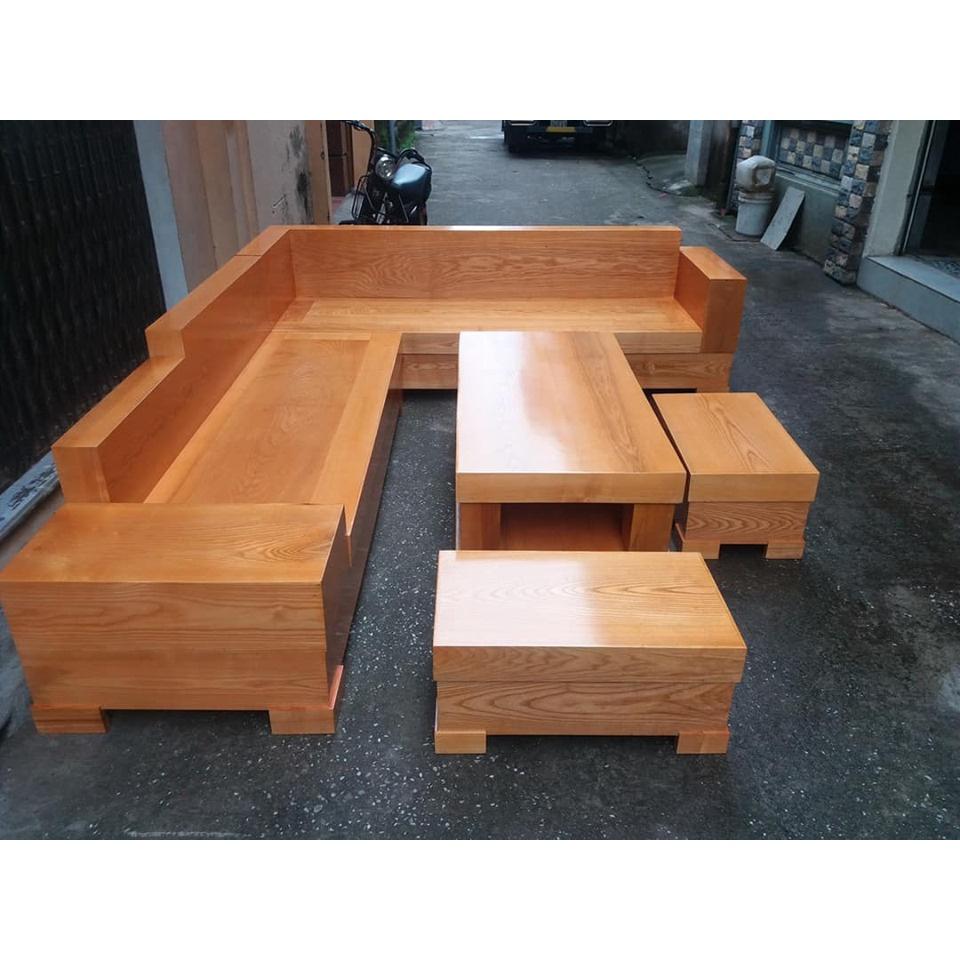 Bộ bàn ghế sofa góc hộp gỗ sồi
