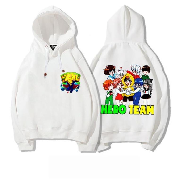 XẢ KHO Áo khoác hoodie in hình hero team màu trắng cực chất bé trai bé gái đều mê