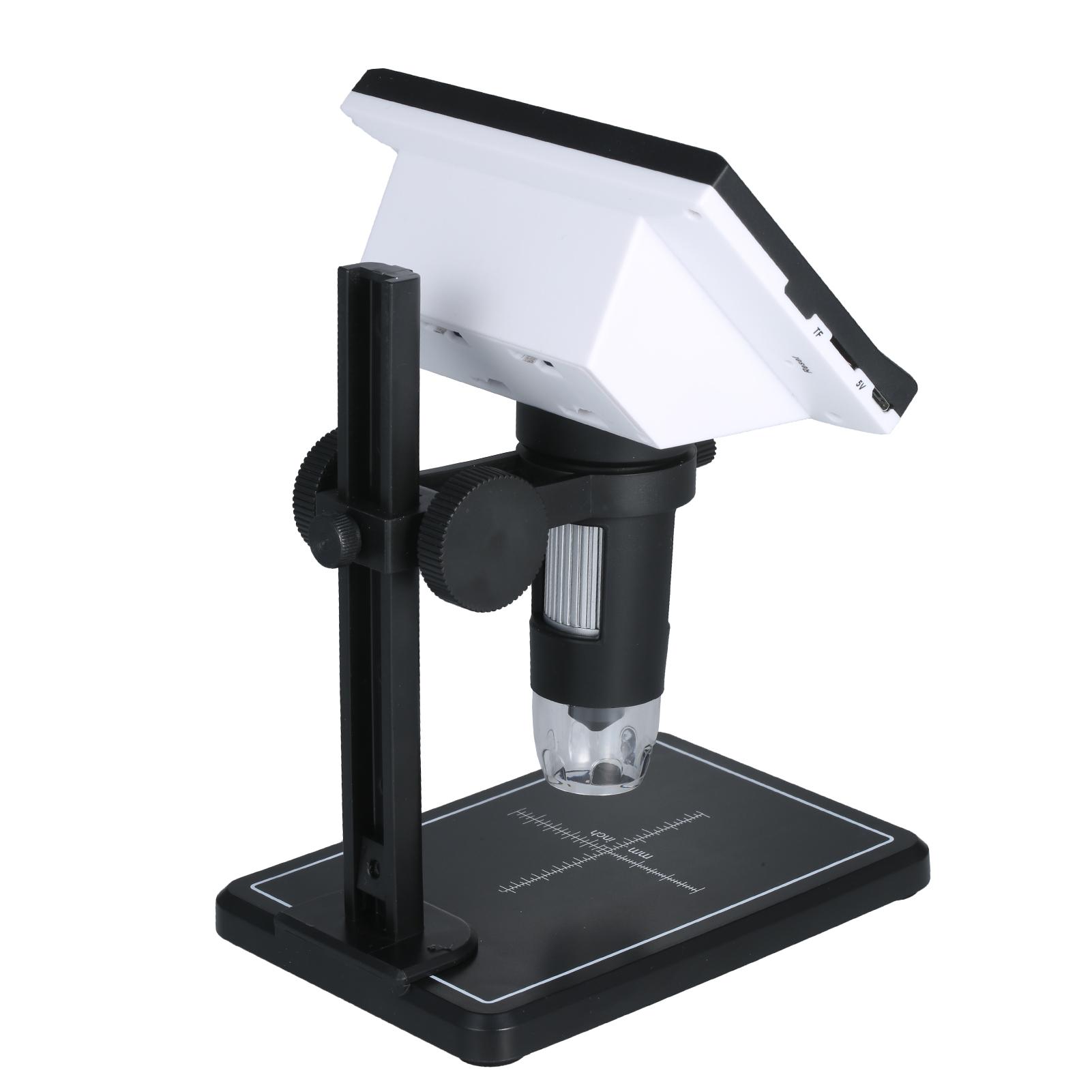 Digital Microscope Photo and Video with 4.3-inch 1080P Screen 1000X Magnification Zoom 8pcs LED Lights Compatible for Windows Mac Black and White