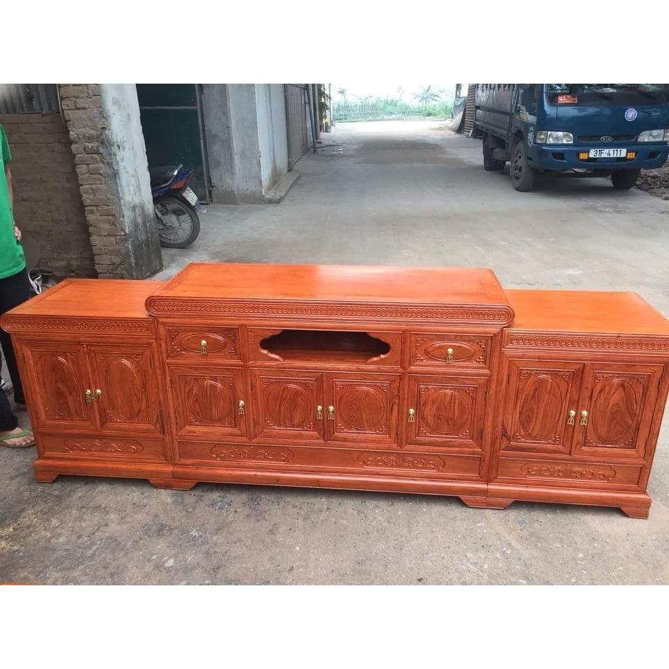 kệ tivi mõ gỗ hương đá kt 2m4