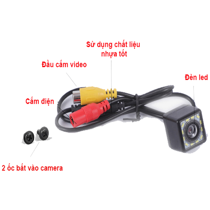 Camera Lùi Cho Xe Hơi CCD 12 LED (Vuông)