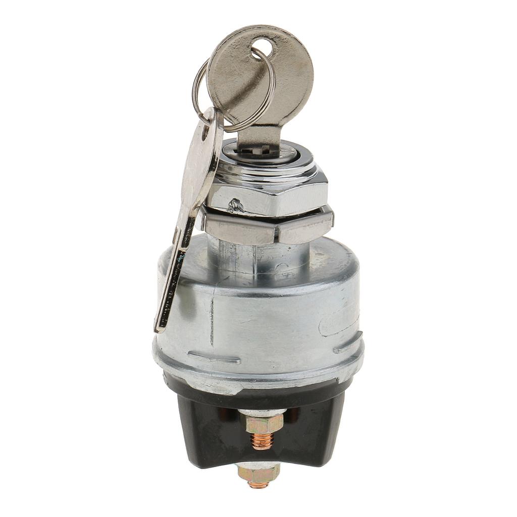 Silver Universal 3 Position Ignition Starter Key Switch with Momentary Start