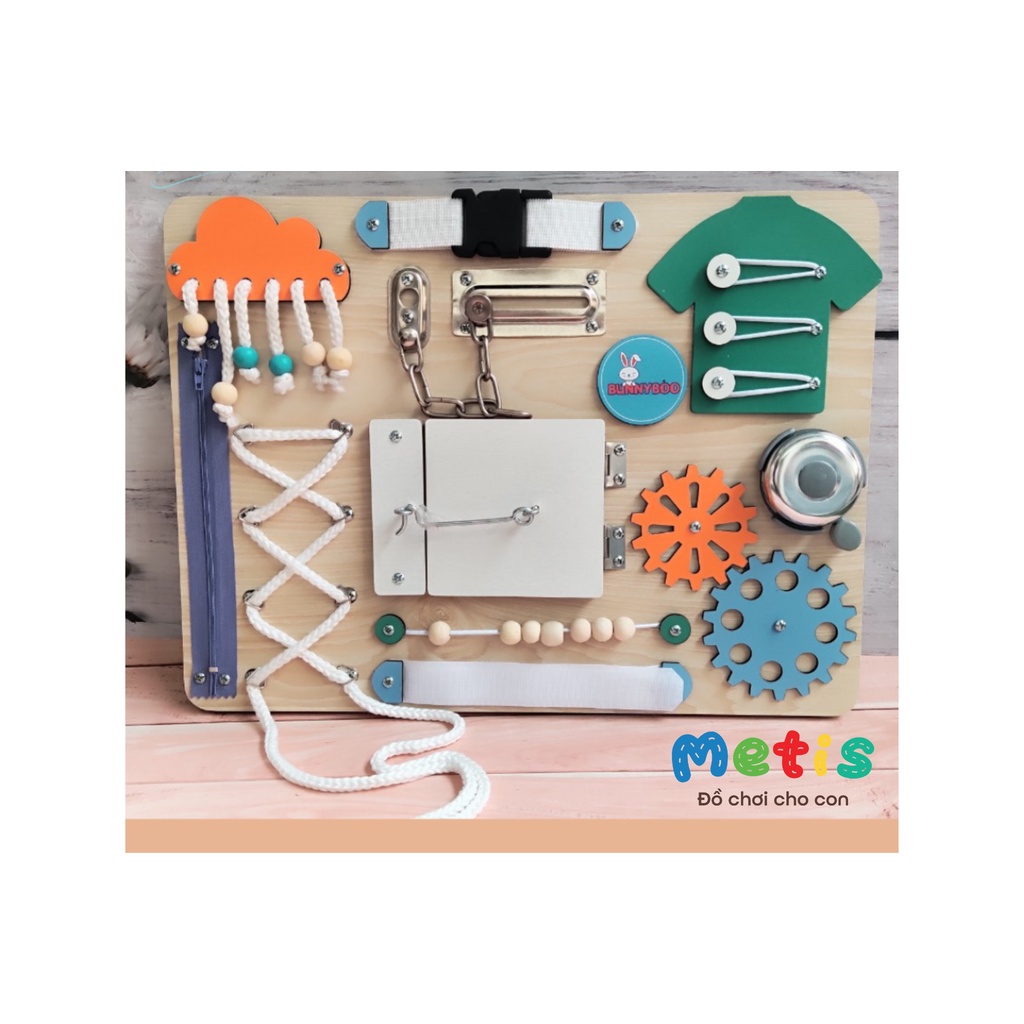 Bảng bận rộn hình chữ nhật size nhỏ Busy Board - Đồ chơi giúp bé giải trí phát triền tư duy - Metis đồ chơi cho con