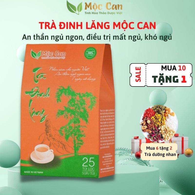 Trà đinh lăng an thần ngủ ngon Mộc Can cải thiện tình trạng mất ngủ,khó ngủ ,ngủ không sâu giấc gói 25 túi lọc