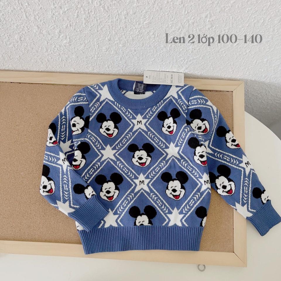 Áo len dài tay mùa đông cho bé trai gái hình noel mickey phối đồ đẹp từ 10-22kg hàng Quảng Châu