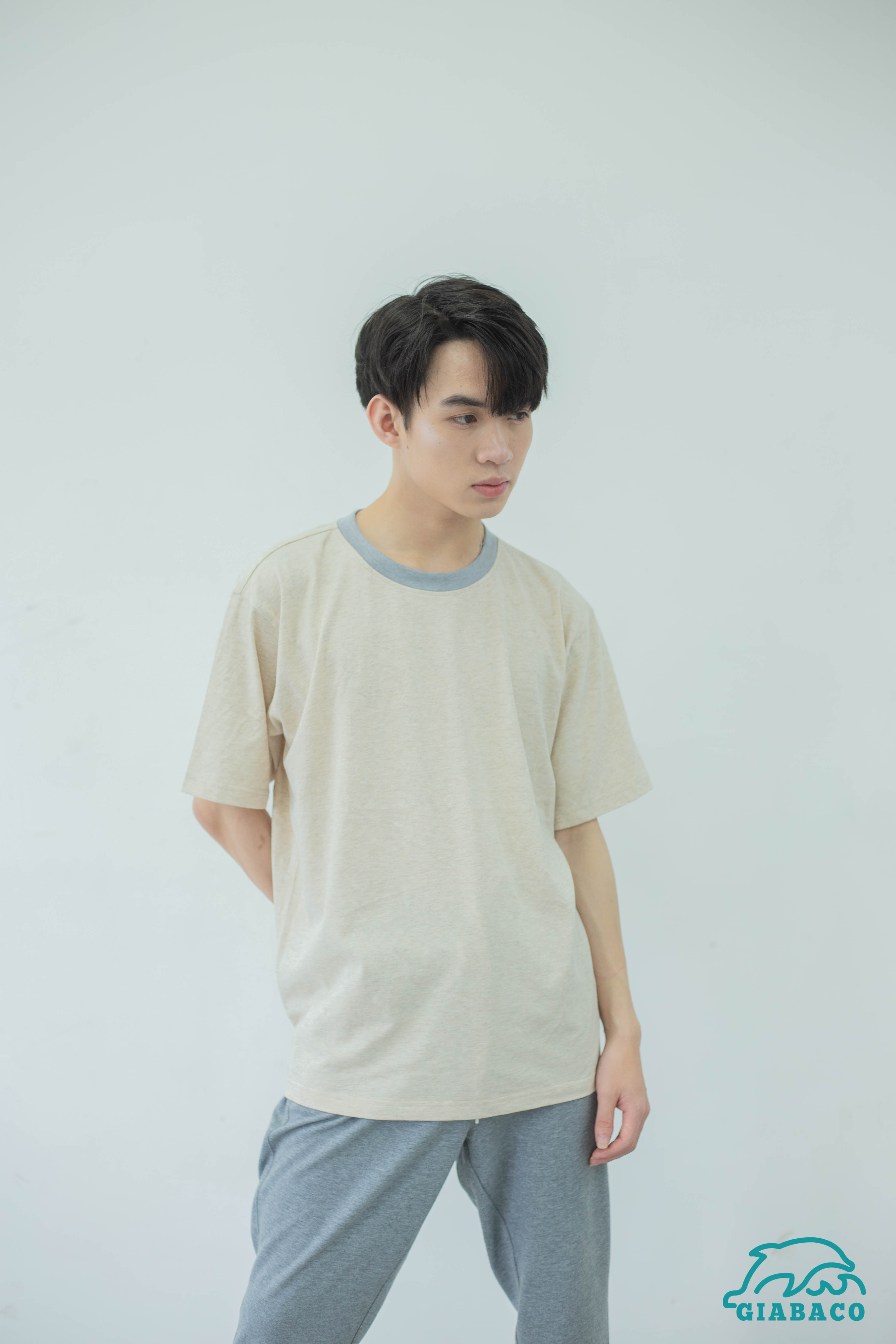 Áo T-shirt be trơn dáng thụng GIABACO , cotton co giãn 4 chiều ,UINISEX