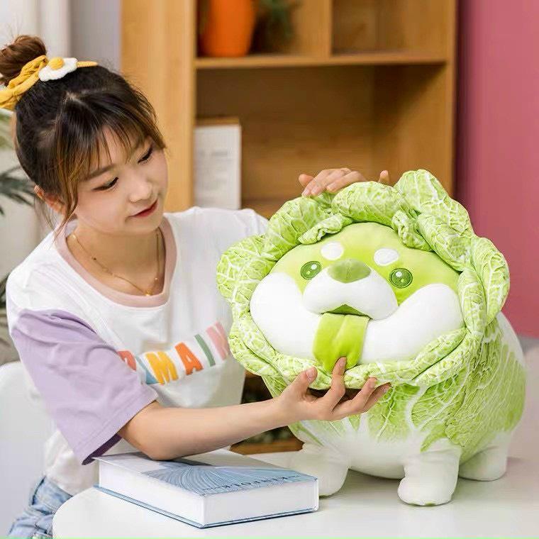 Gấu bông chó bắp cải – Quà tặng thú nhồi bông Shiba Inu Vegetable Fairy siêu dễ thương – Size 50 cm – Gối ôm cho bé ngủ ngon