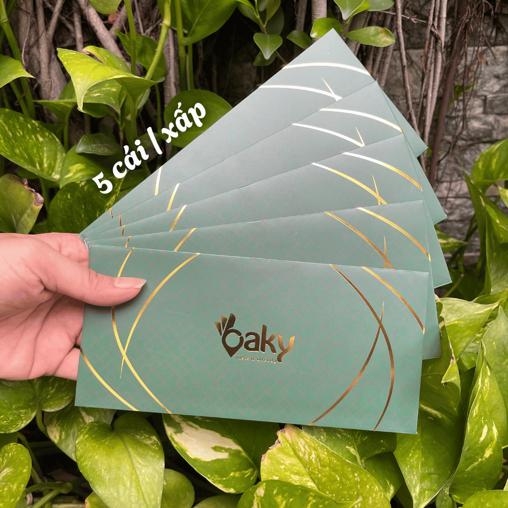 Bao Lì Xì Xanh Oaky - Set 5 Bao Cao Cấp - Tinh Tế, An Nhiên Ngày Tết