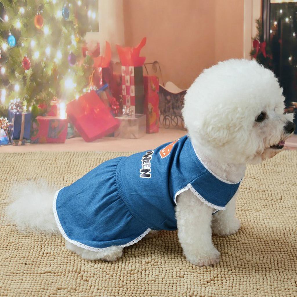 Halloween Pet Dog Dress Jeans Skirt Puppy Clothes Apparel Accessory