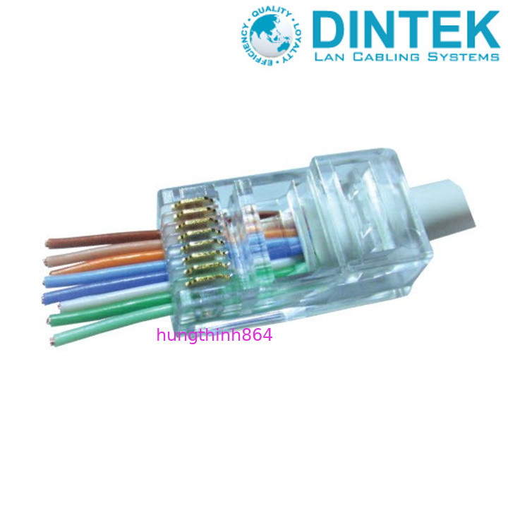 Đầu mạng xuyên thấu DINTEK ezi-PLUG RJ45 (1501-88060) - 100 Đầu/ Bịch.