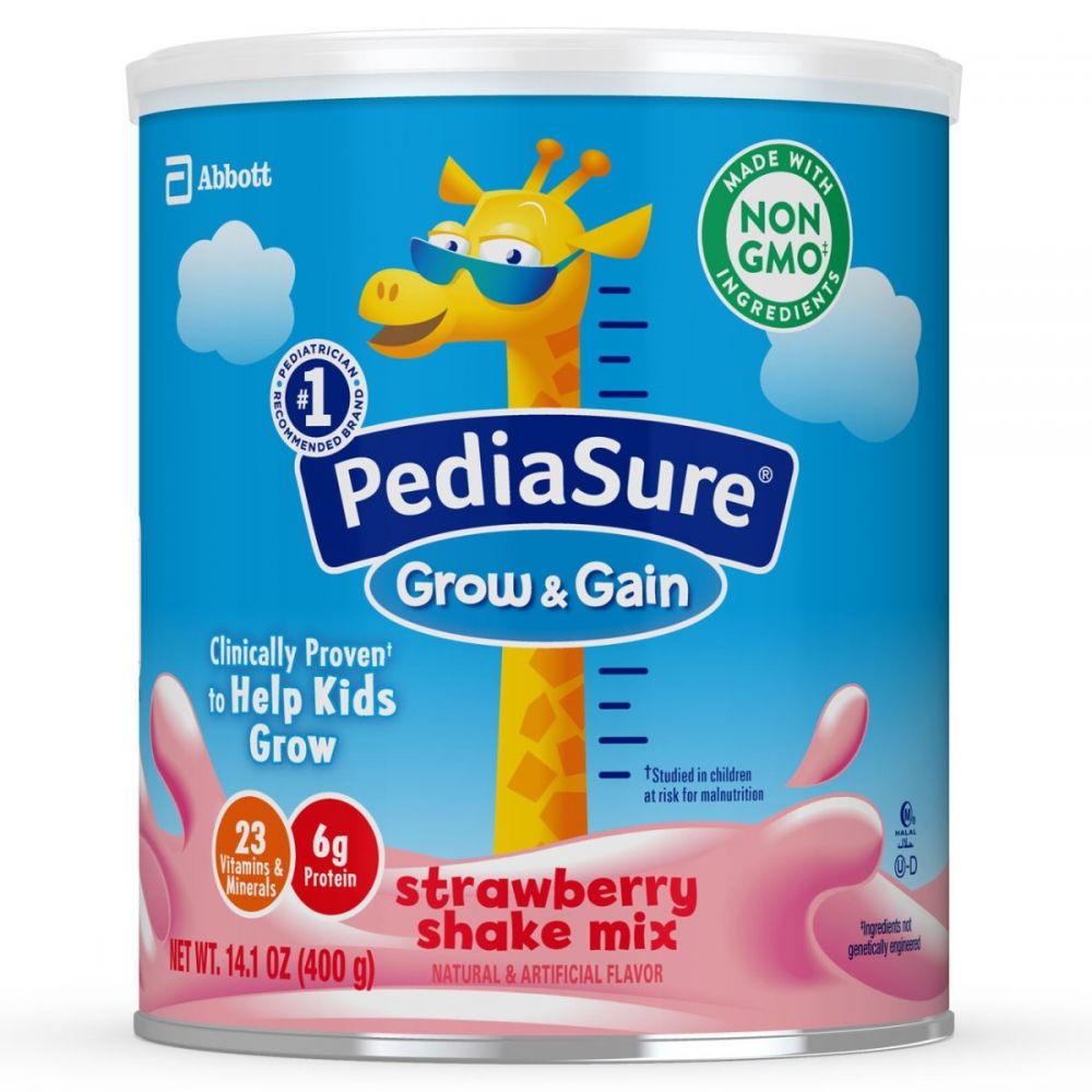 Sữa bột Pediasure Grow and Gain Strawberry Shake Mix 400gr nhập Mỹ - Mẫu mới