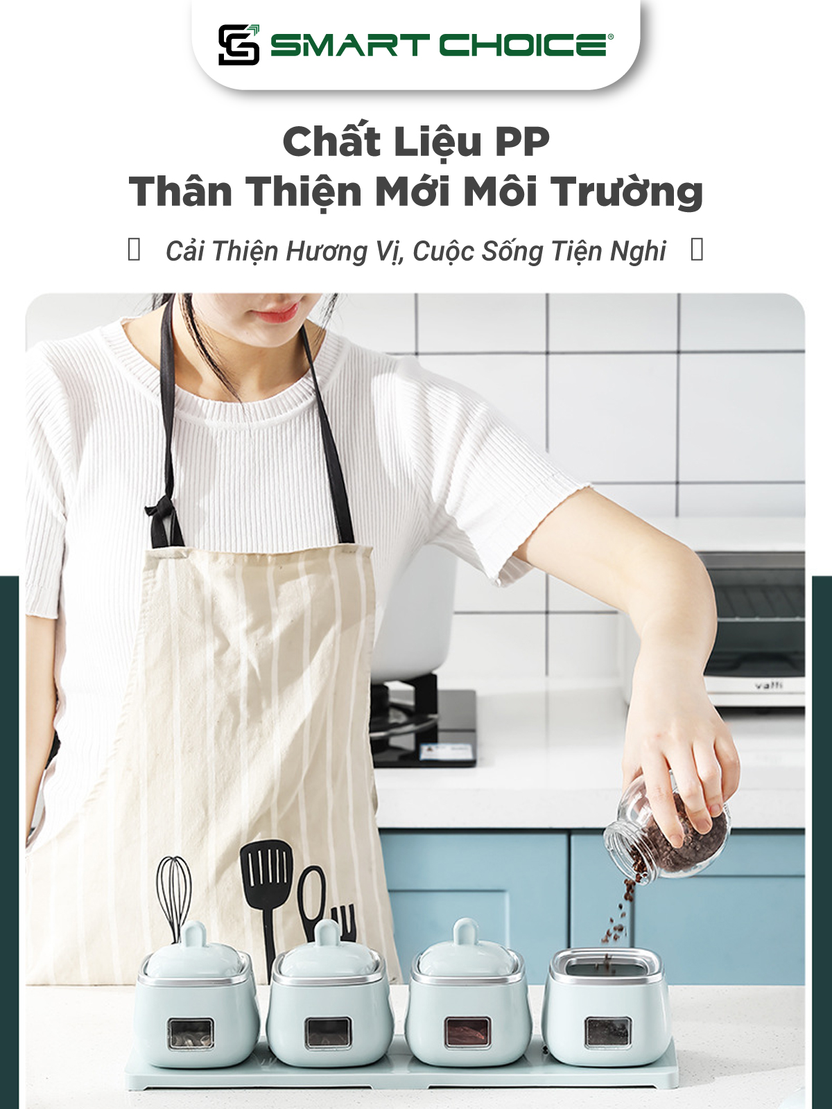 Hũ Đựng Gia Vị SMARTCHOICE-  2 Màu Chất Liệu Cao Cấp SCG-PK098