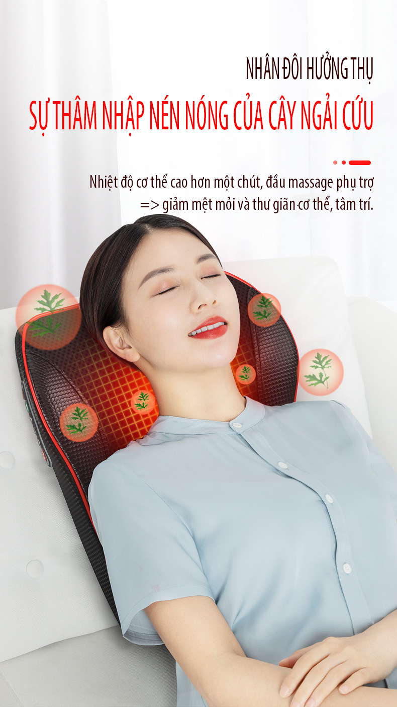 Gối/đệm massage đa năng kéo dài trị đau thắt lưng, đau cột sống cổ (có thể dùng tựa lưng trên ô tô) NJR-206