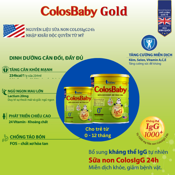 Sữa bột Colosbaby Gold 0+ 400g giúp tăng cường miễn dịch, tăng cân khỏe, phát triển toàn diện - VitaDairy