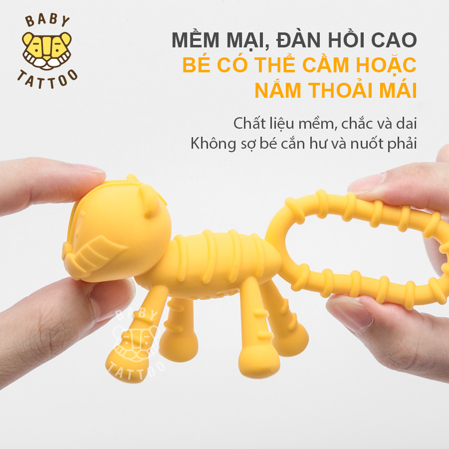 Đồ Chơi Gặm Nướu Hình Con Hổ Silicone - BABY TATTOO/ Gặm Nướu Silicone Mềm Phát Triển Kỹ Năng Cơ Bản/ Giúp Giảm Đau Nướu/ Giảm Ngứa Lợi Cho Bé Dễ Thương Không Chất Độc Hại