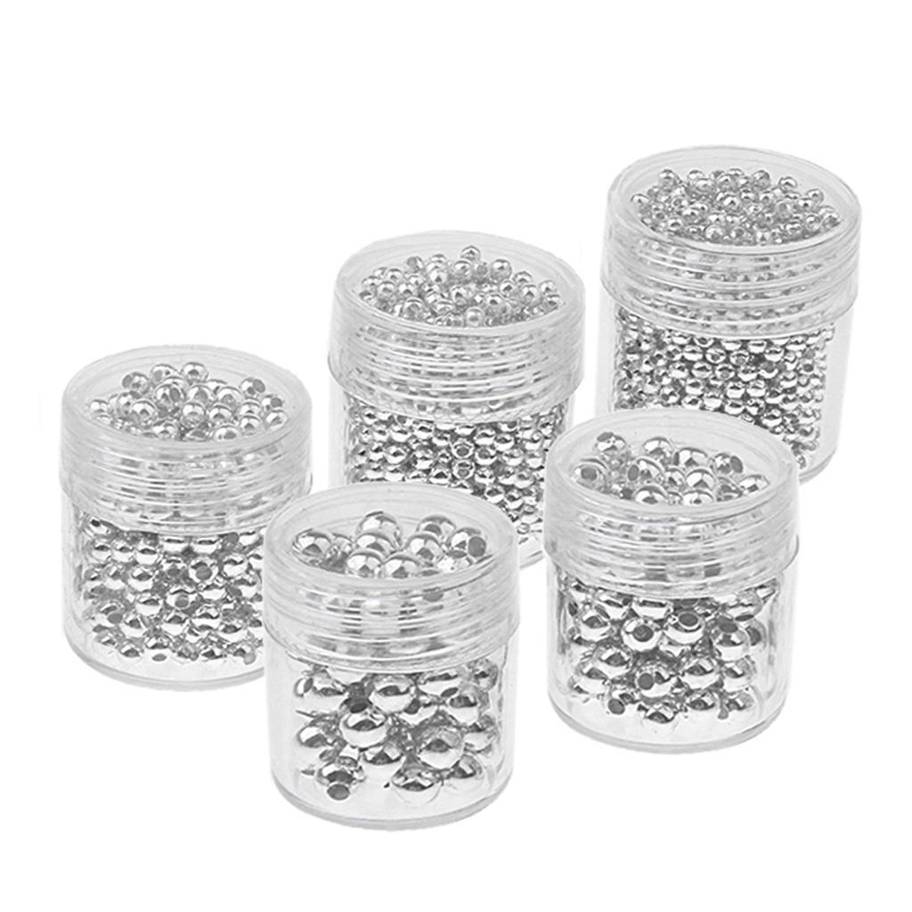 5 Bottles Stainless Steel Loose Spacer Bead DIY Assorted 2mm-5mm  LOT