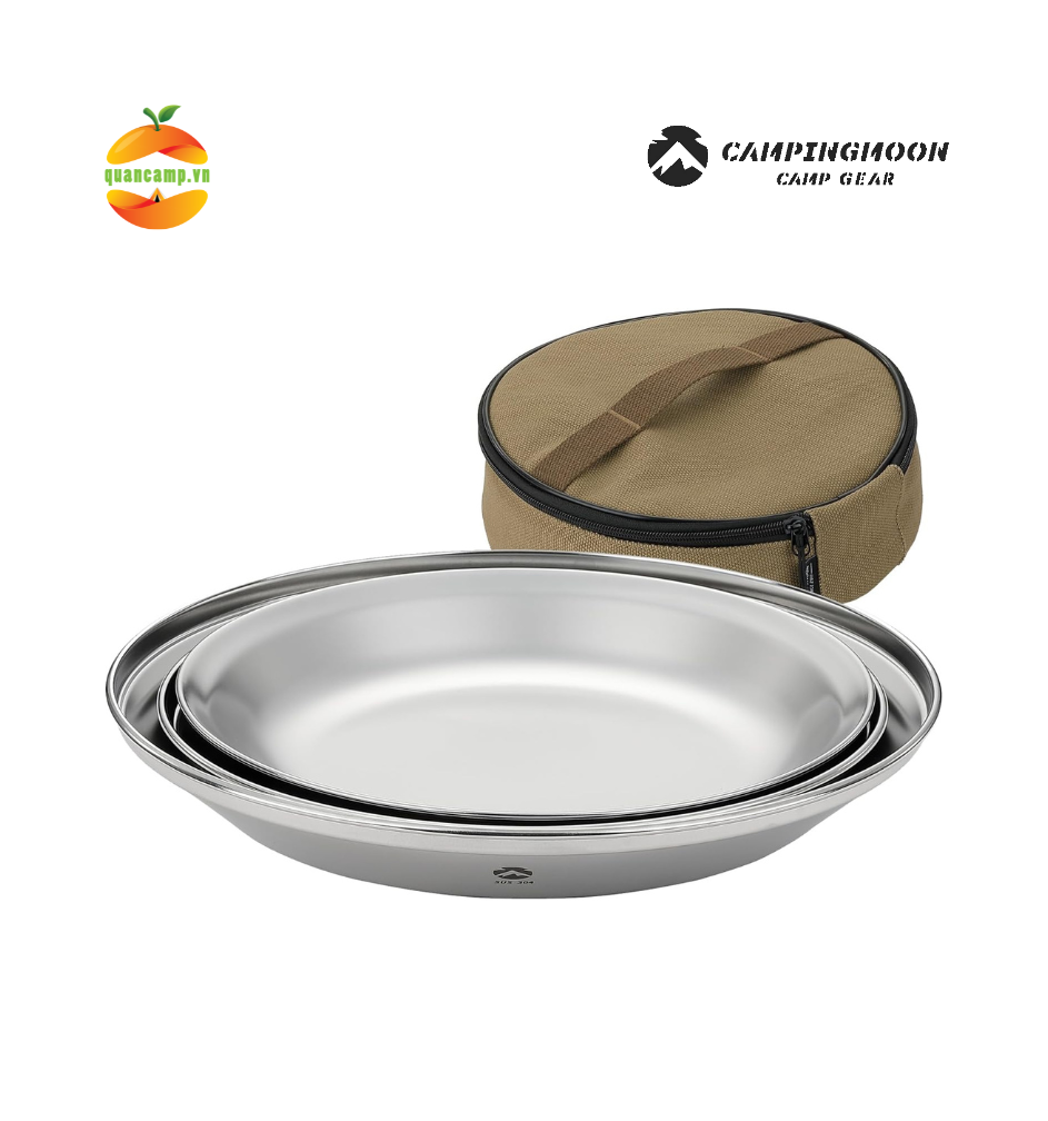 Bộ 4 - 8 đĩa ăn Inox cỡ lớn cho 1-2 người Campingmoon S397 / BKS397