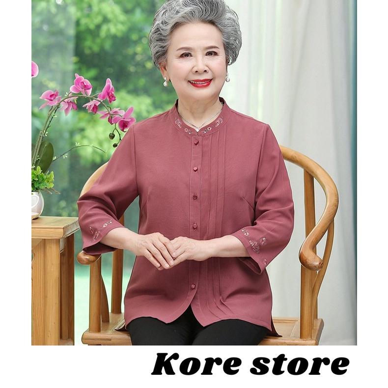 Áo sơ mi đũi trơn cao cấp cho người trung niên, người già