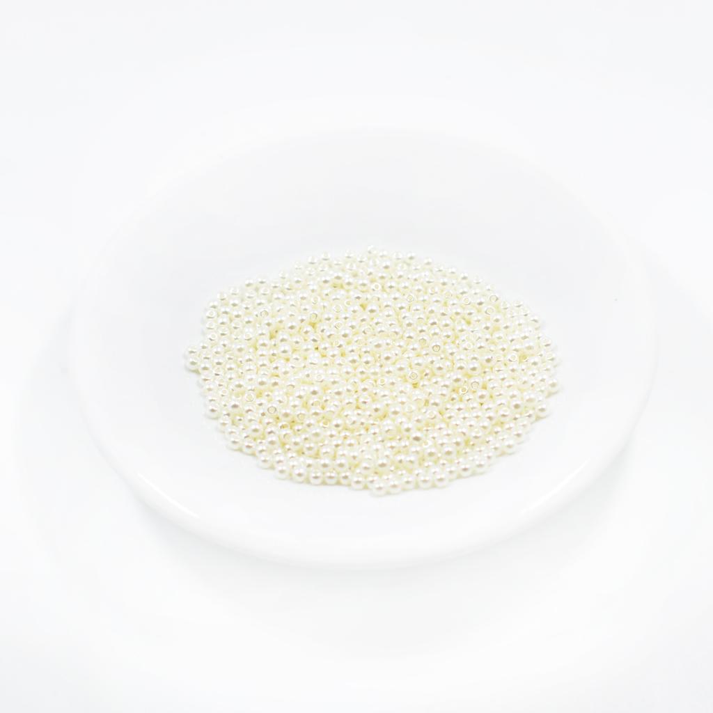 Round Plastic Pearl Spacer Loose Beads for DIY Craft Beige 1000 Pieces 3mm
