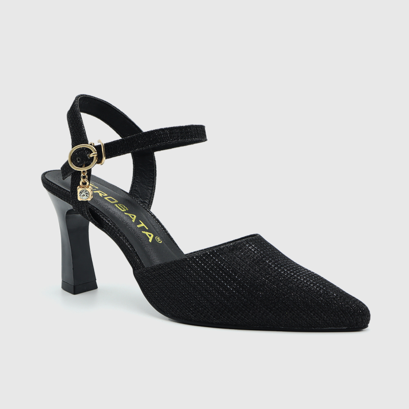 Giày sandal nữ cao gót đế cao 7 phân hàng hiệu rosata hai màu đen vàng cao cấp ro499