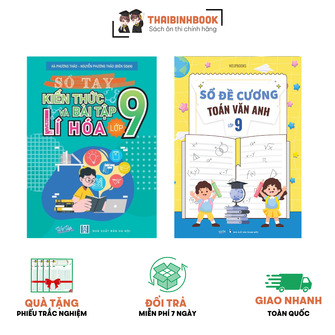 Combo 02 Sách Sổ Tay Đề Cương Toán Văn Anh Lớp 9 & Lý Hóa Lớp 9