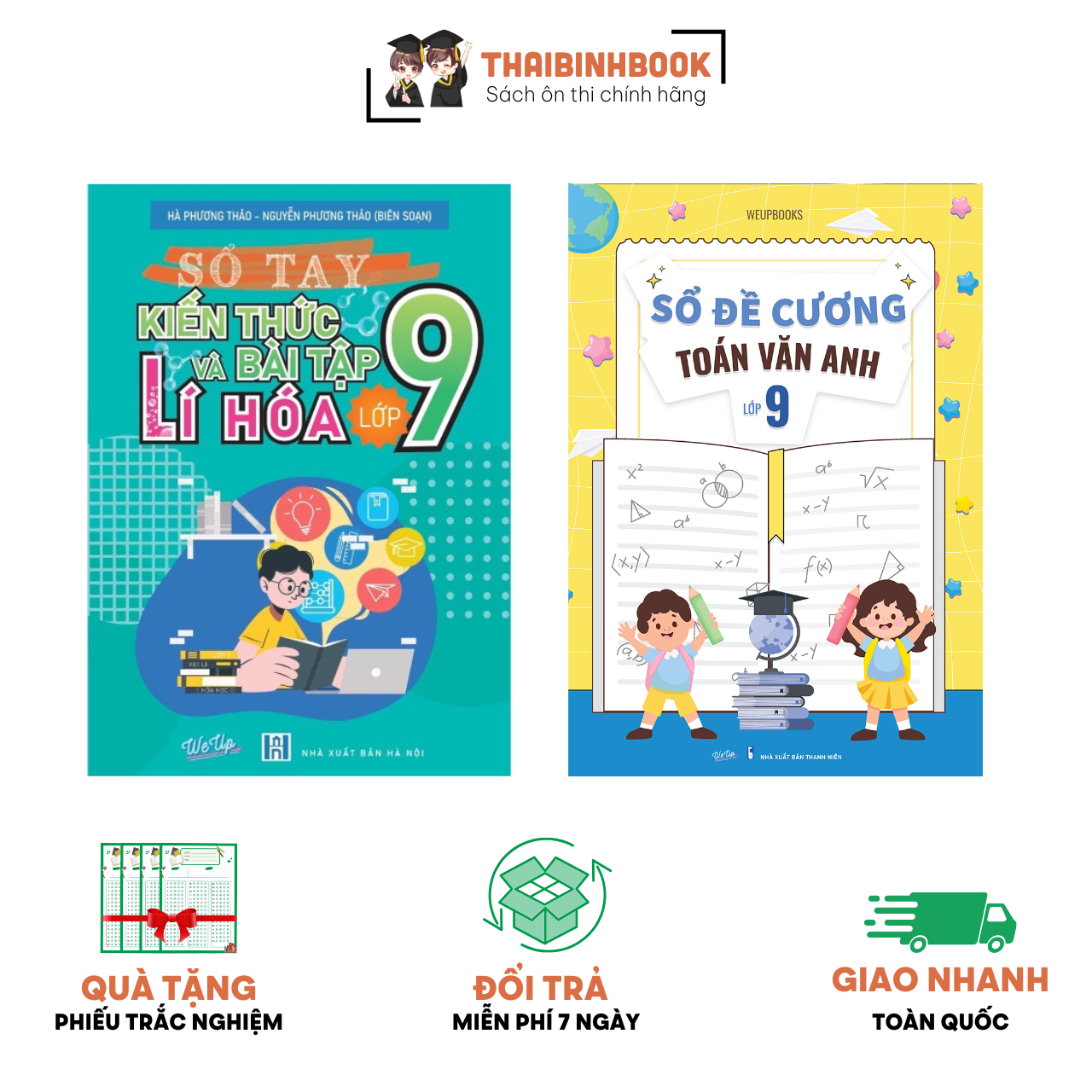 Combo 02 Sách Sổ Tay Đề Cương Toán Văn Anh Lớp 9 &amp; Lý Hóa Lớp 9