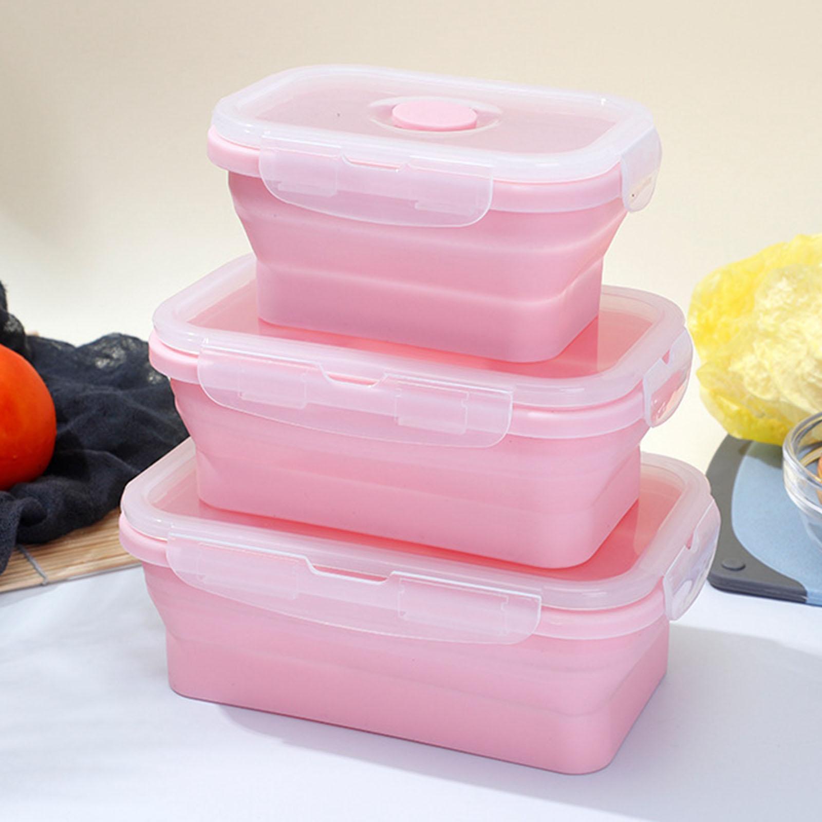 3Pcs Eco Friendly Silicone Bento Lunch Box Microwave Safety for Home