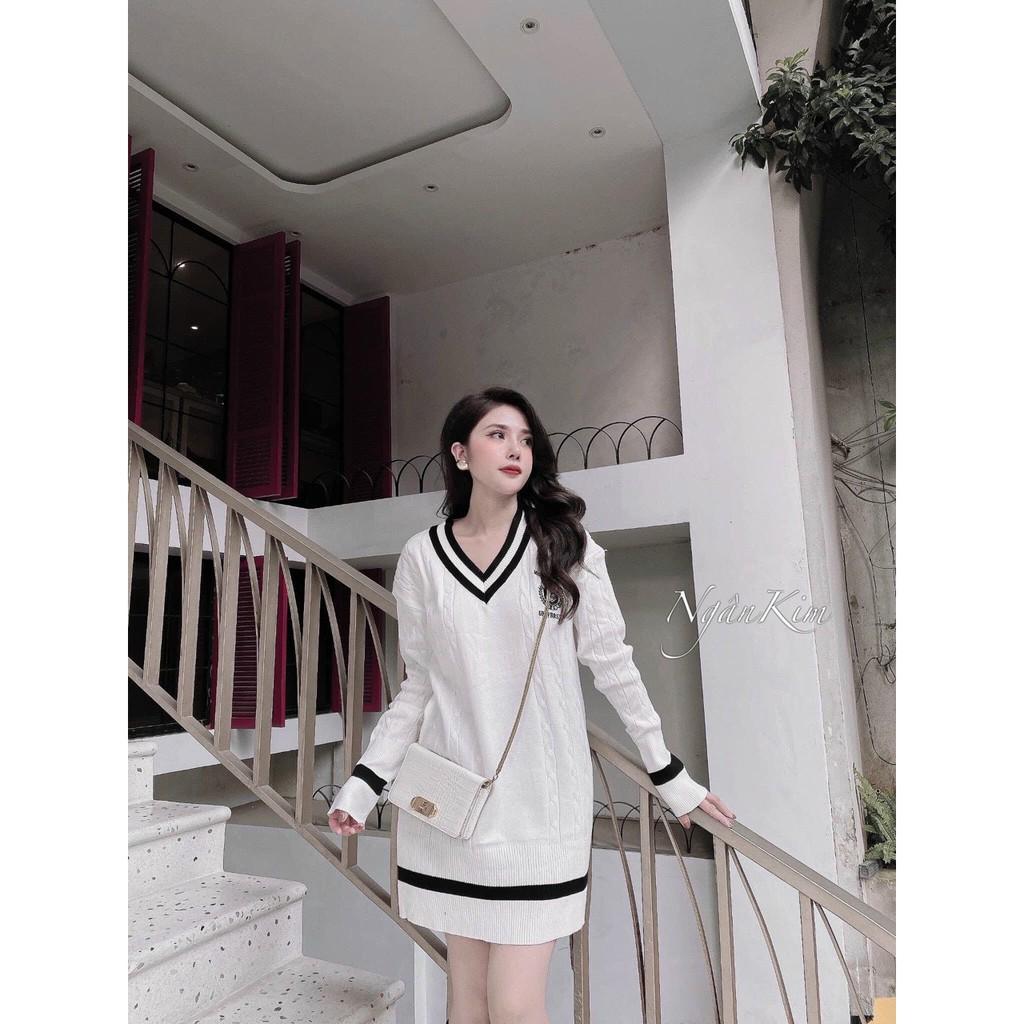 Áo len cổ tim dáng dài nữ, áo len nữ ATN367