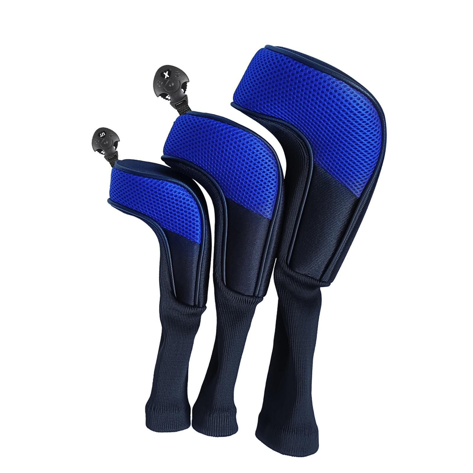 3Pcs Golf  Cover Driver Covers Club Headcover Guard Protector Blue