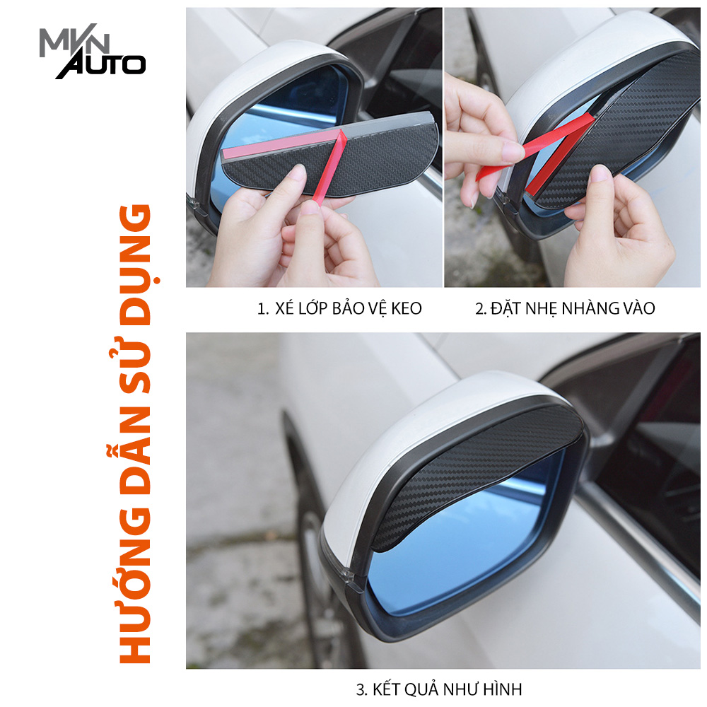 Bộ 2 Tấm Vè Che Mưa Chống Bám Nước Gương Chiếu Hậu Ô Tô Vân Carbon Thể Thao – Mvn Auto