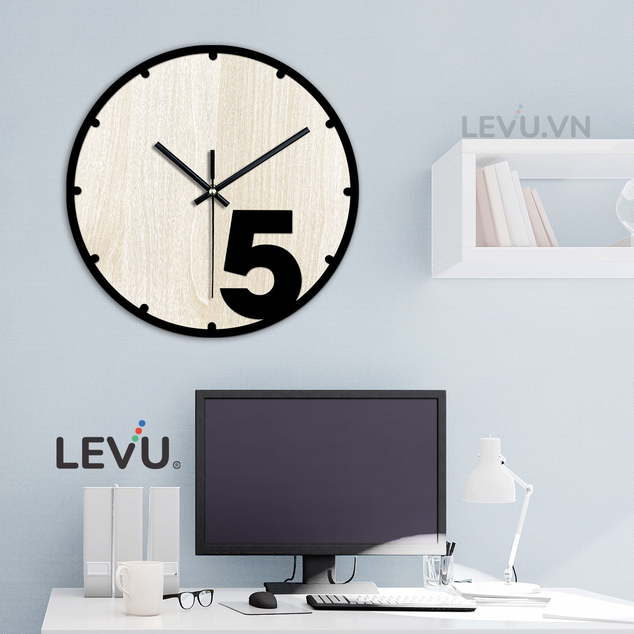 Đồng Hồ Treo Tường gỗ trang trí LEVU DH03 Handmade cao cấp