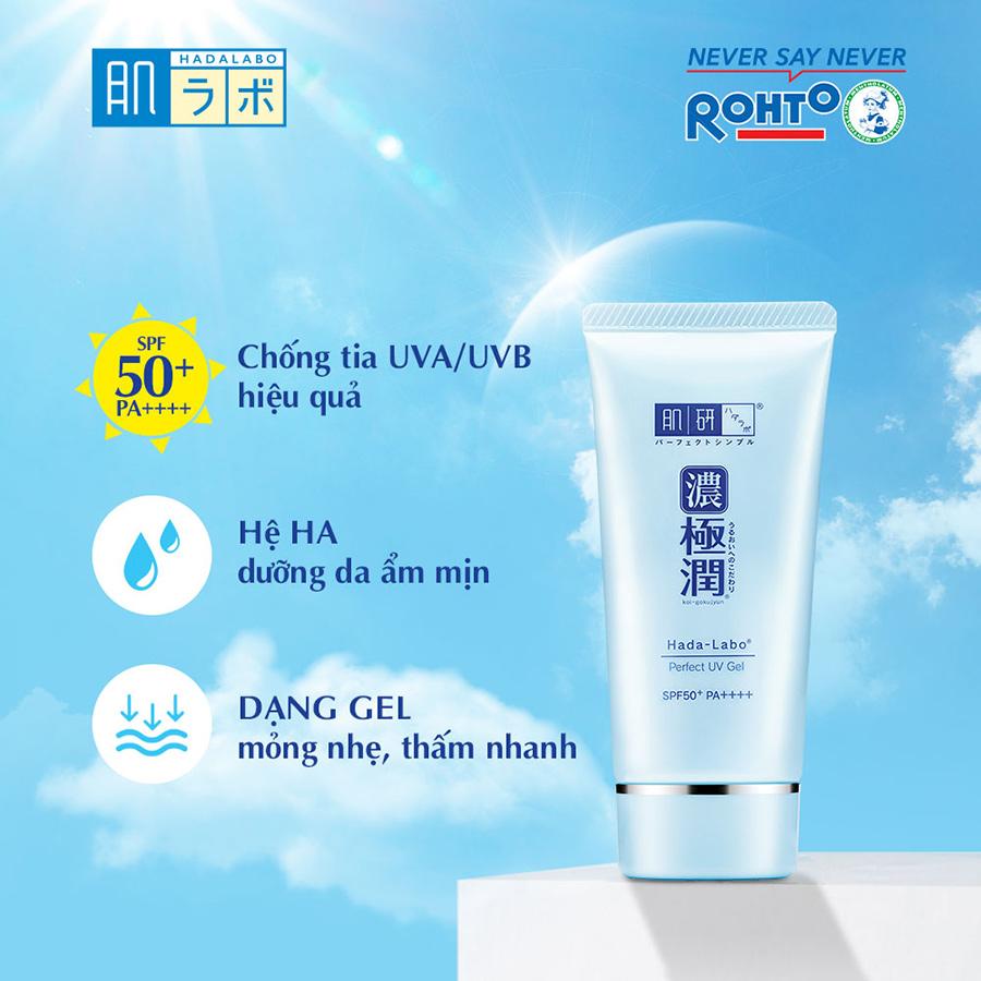 Gel chống nắng dưỡng ẩm Hada Labo Koi-Gokujyun Perfect Uv Gel (Sunscreen) SPF50+ PA++++ 50g