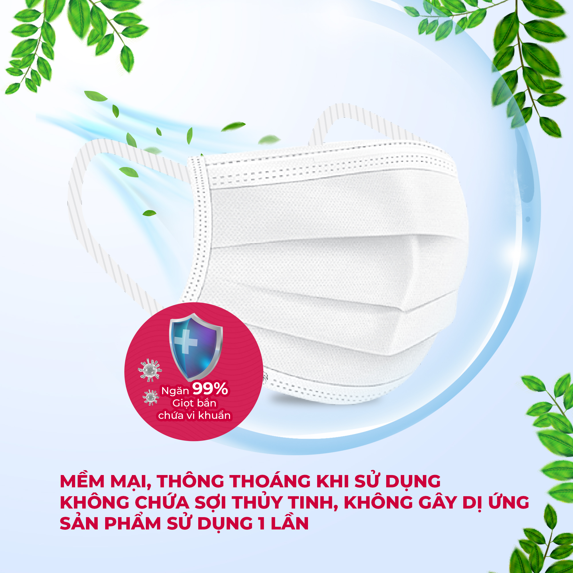 Gói khẩu trang y tế 4 lớp HQGano (6 cái/túi)