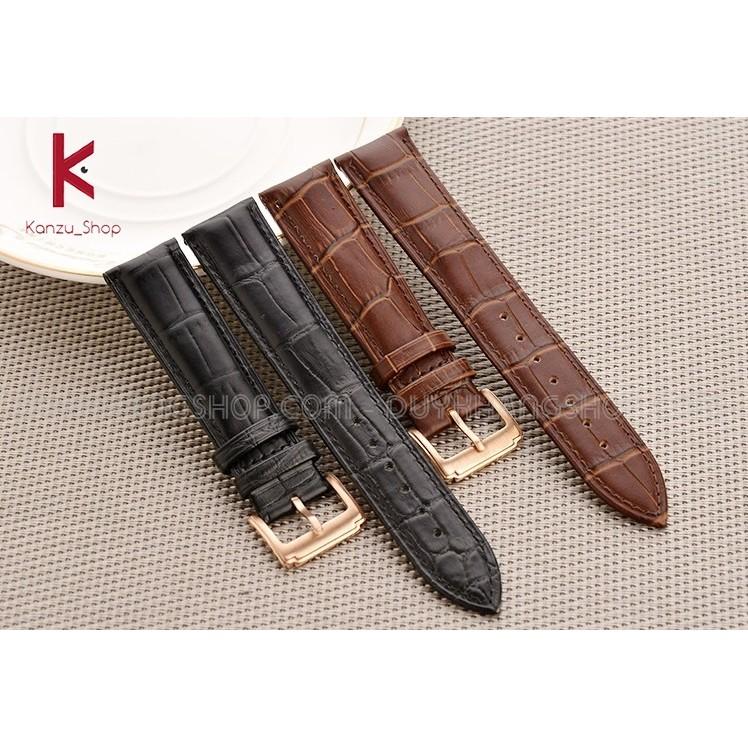 Dây Đồng Hồ Da Bò Dập Vân Da Cá Sấu - Dây Da Đồng Hồ 18mm 20mm 22mm