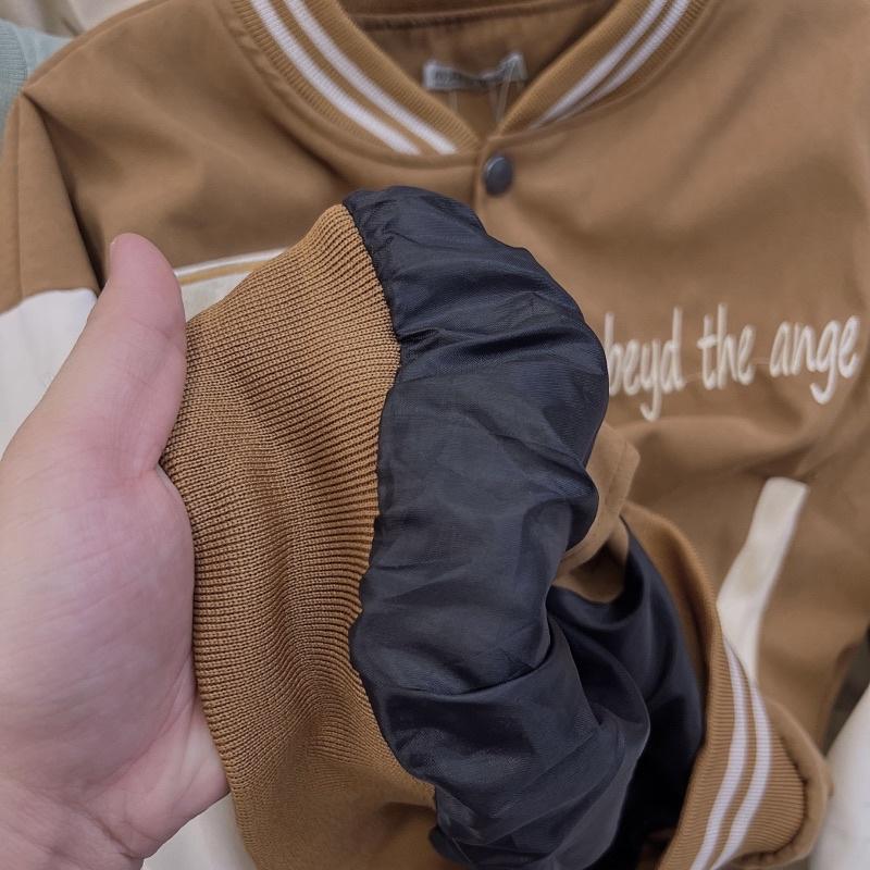 Áo Khoác Dáng Lửng Nữ Phom Rộng Unisex Kiểu Áo Bomber Chất Da Lộn Lót Dù Cao Cấp Tay Bo Len Dệt Kim Sịn Mang 4 Mùa