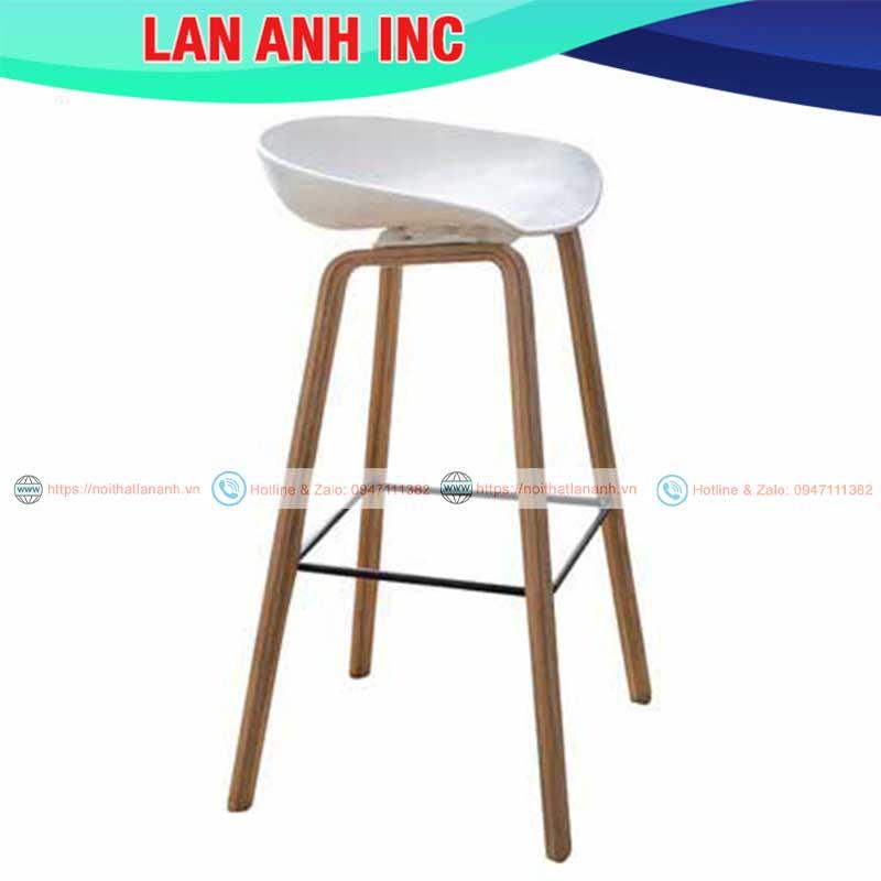 Ghế quầy bar HAY mặt nhựa chân sắt giả vân gỗ sơn tĩnh điện bền đẹp LA-GB08