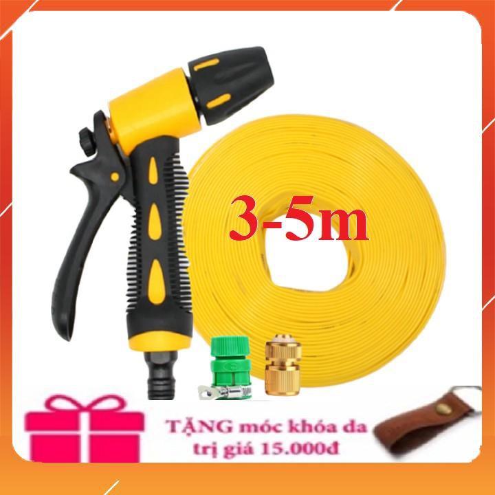 Bộ dây vòi xịt nước rửa xe,tưới cây ,tăng áp 3 lần,loại 3m, 5m 206319 đầu đồng,cút đồng,nối nhựa+ móc khoá