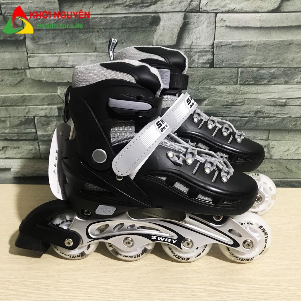 Giày trượt patin trẻ em cao cấp SWAY bánh cao su sáng led tặng kèm bảo hộ chân tay |KHỞI NGUYÊN SPORT|