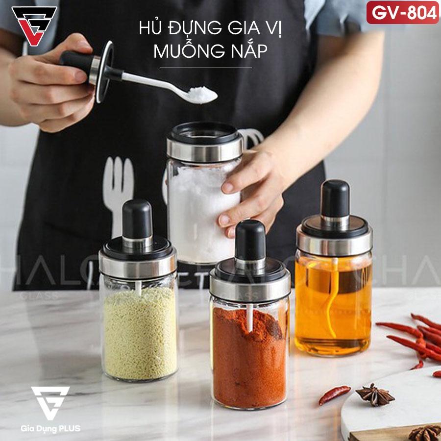 Lọ đựng gia vị thủy tinh ️ Hũ đựng gia vị có thìa thông minh