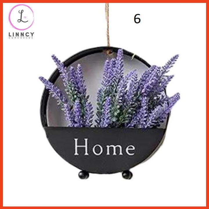 Lẵng hoa, giỏ hoa lụa treo tường chữ Home nhiều mẫu trang trí