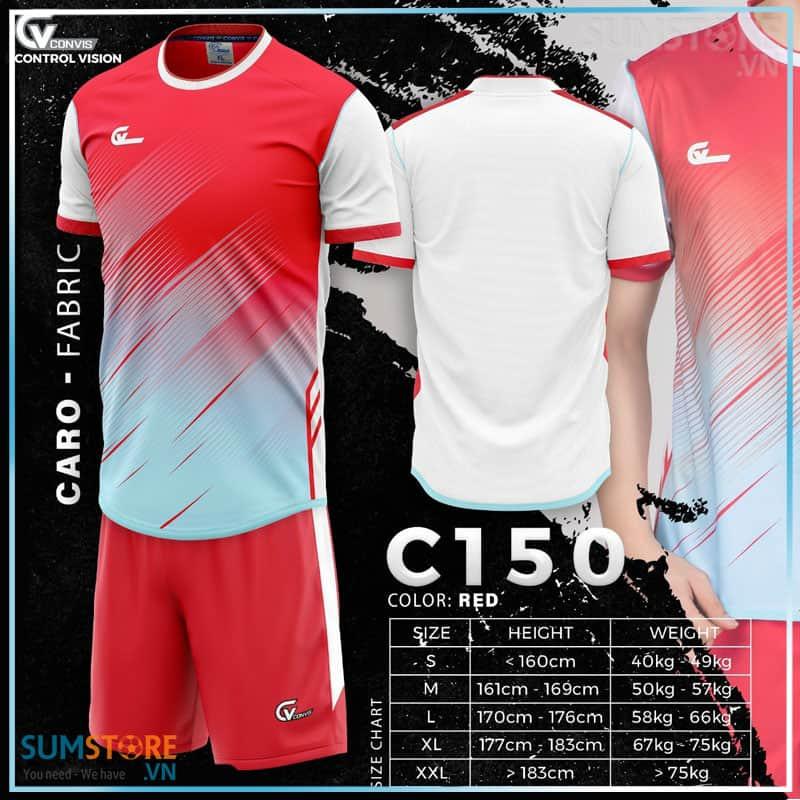 Áo Đá Banh Không Logo C150 - Đỏ - Đồ thể thao nam nữ mới đẹp, vải cao cấp