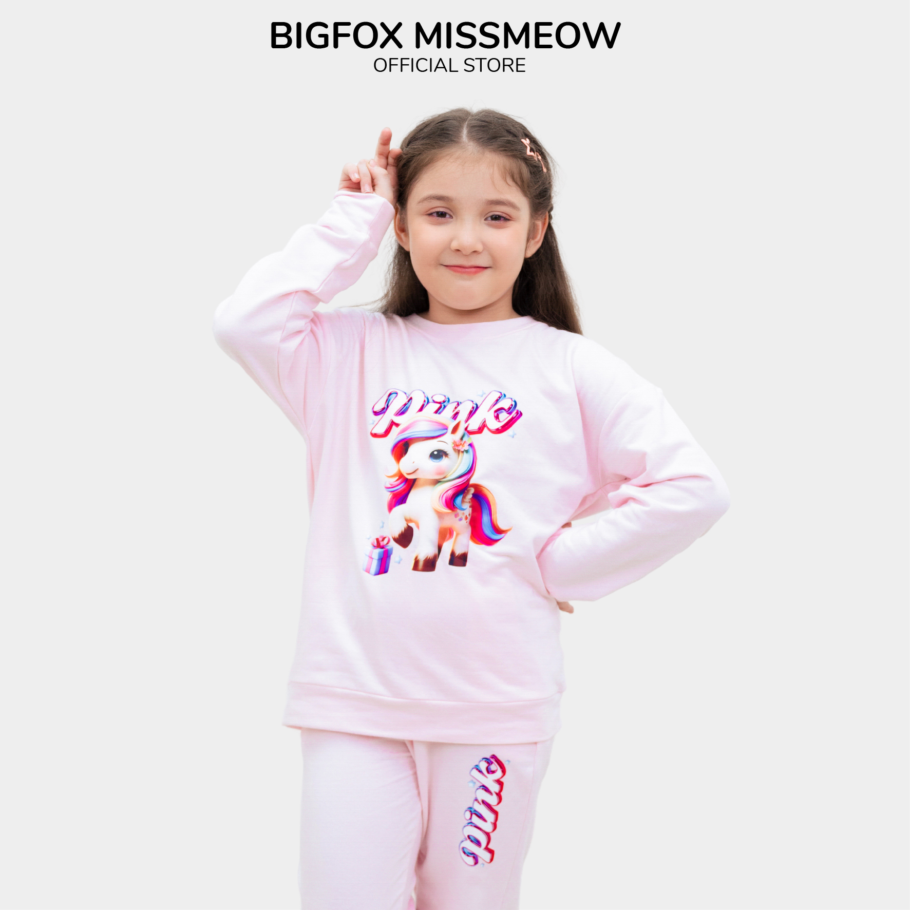 Bộ bé gái thu đông BIGFOX MISS MEOW size đại, quần áo nỉ dài tay cho trẻ em phom Hàn Quốc cỡ 3,7,11 tuổi 20kg 40kg 1978