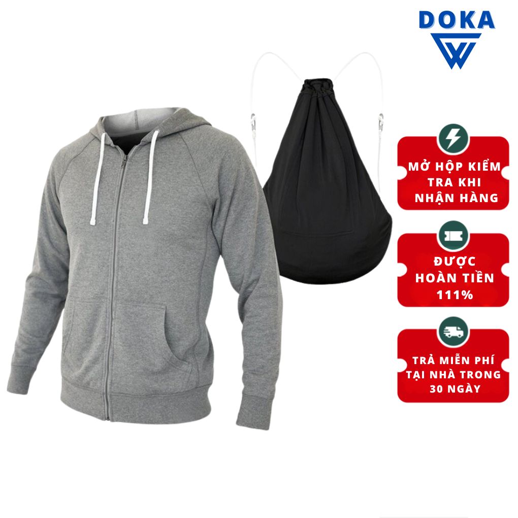 Áo khoác nam chống nắng gió thu đông Doka (NBLS201) chất liệu nỉ giữ ấm cao cấp có màu đen , xám đậm , xám lợt
