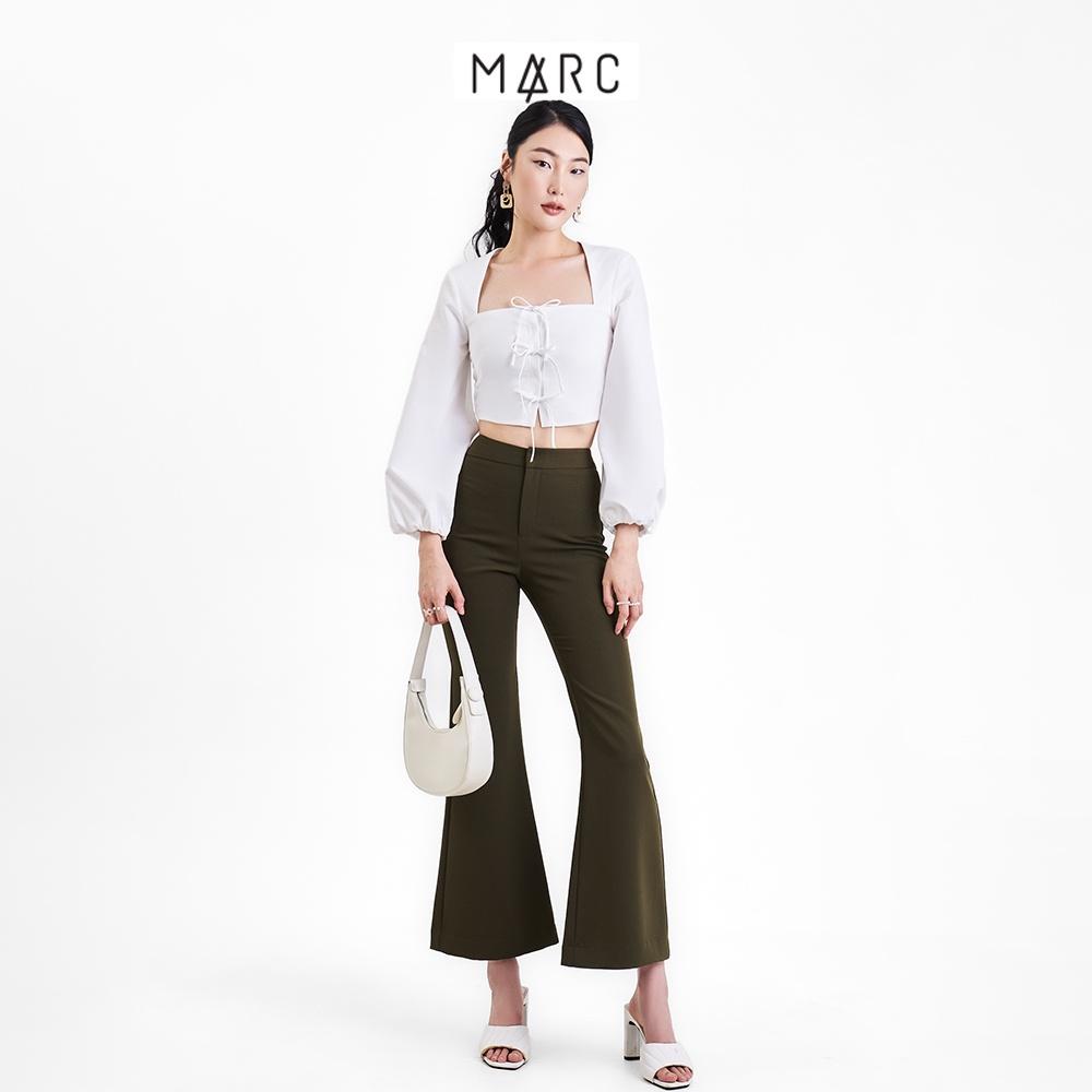 Áo kiểu nữ MARC FASHION croptop tay dài cổ vuông thắt 3 nơ trước FASH101322