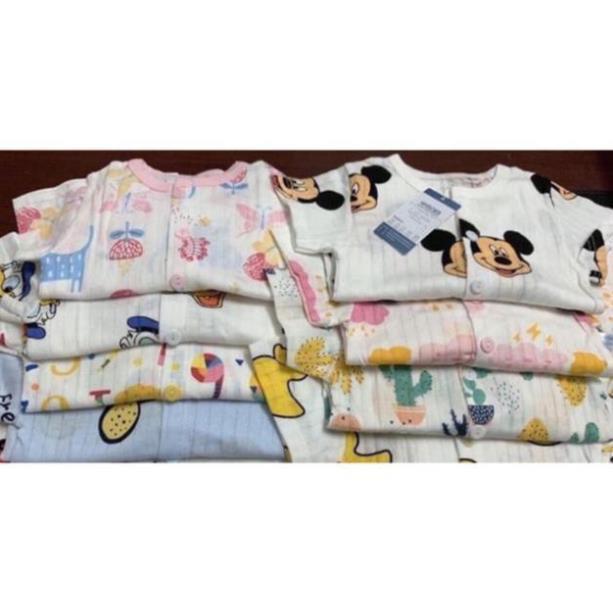 Sét 5 Bộ Cotton Giấy Cài Khuy Giữa Cho Bé Từ 5-14kg - Quần Áo Trẻ Sơ Sinh