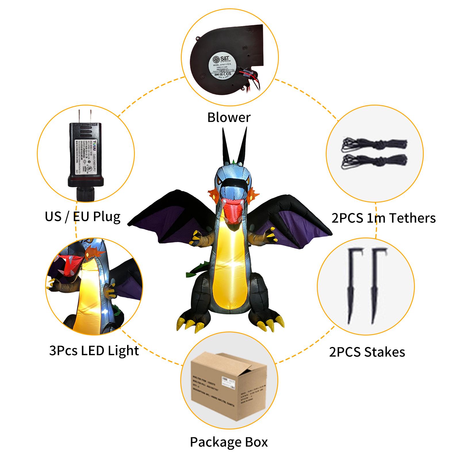 Dơi khủng long Halloween, để được ngoài trời, bơm hơi 6ft