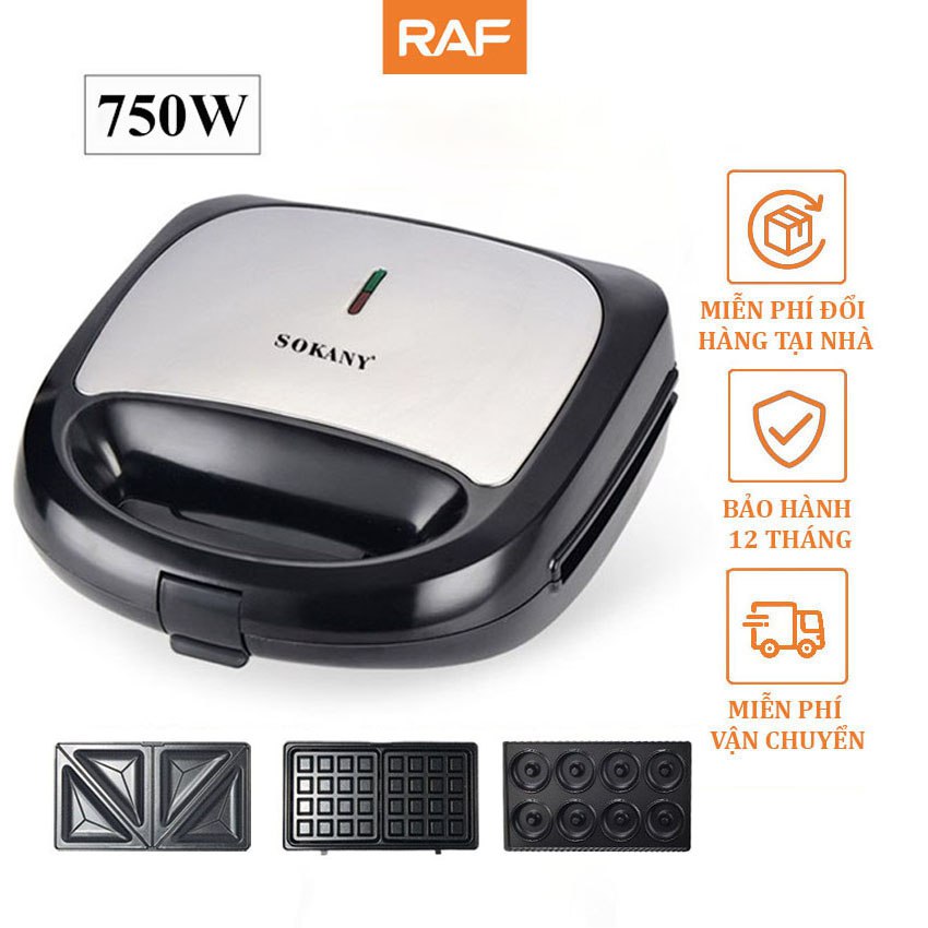 Máy nướng bánh mì, máy kẹp bánh mì sandwich đa ngăng SOKANY công suất 800W -HÀNG CHÍNH HÃNG- DELIYA