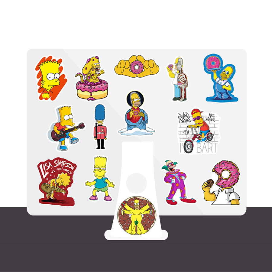 Set 50 Sticker chủ đề Simpson hoạt hình, dán Điện thoại, Laptop, Vali, Mũ bảo hiểm, Xe máy